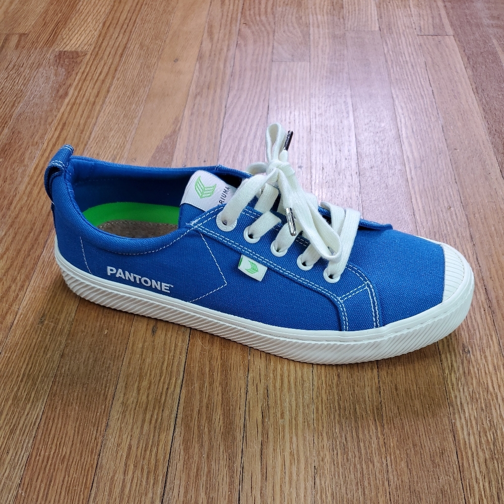 Cariuma Blue Canvas Low-Top Sneaker with White Laces